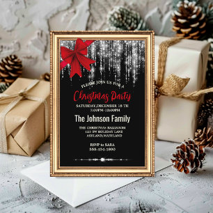 Invitation Arc rouge chic noir lumières de Noël