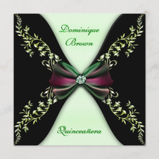 Invitation Arc vert élégant Quinceanera de diamant noir
