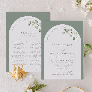 Invitation Arc vert moderne Sage Détails Botanique Mariage