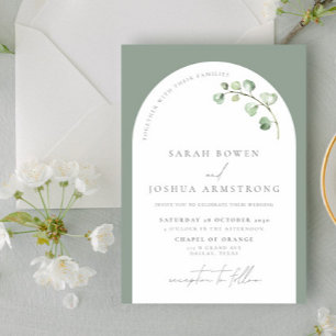 Invitation Arc Vert Sage Moderne Mariage Script Botanique En