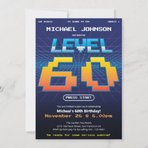 Invitation Arcade Retro 80s 60e anniversaire