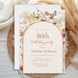 Invitation Arch Boho Fleur sauvage 80e anniversaire