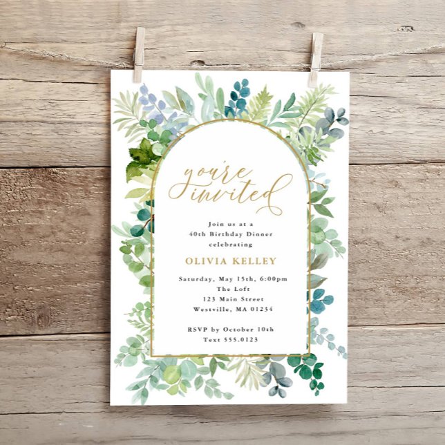 Invitation Arch Frame Aquarelle Verdure & Foliage Anniversair (Créateur téléchargé)