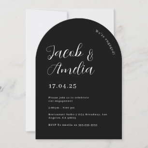 Invitation Arch Modern Black Engagement Party