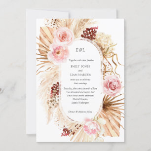 Invitation Arch moderne Aquarelle Boho Pampas Fleurs Mariage