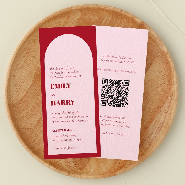Invitation Arch Moderne Gras Typographie Code QR Long Mariage (Créateur téléchargé)