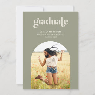Invitation Arch Photo Type moderne Sage Green Graduation Part