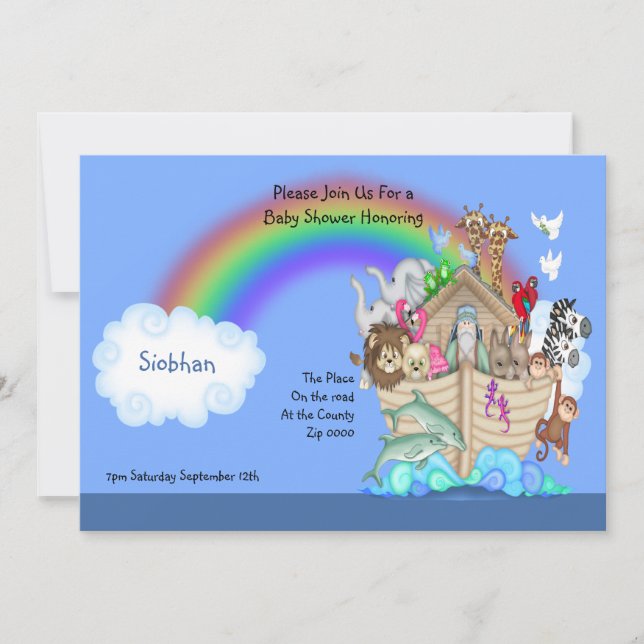 Invitation Arche baby shower Noahs (Devant)