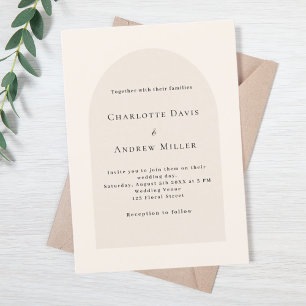 Invitation Arche beige simple mariage élégant