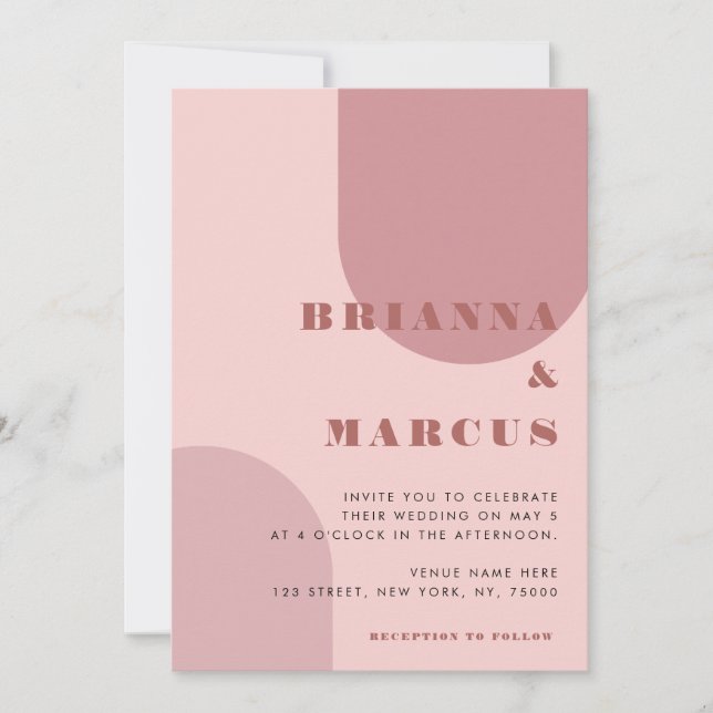 Invitation Arche Boho rose crème géométrique Tout en un Maria (Devant)