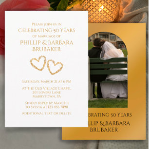 Invitation Arche de 50e anniversaire de mariage avec coeurs p
