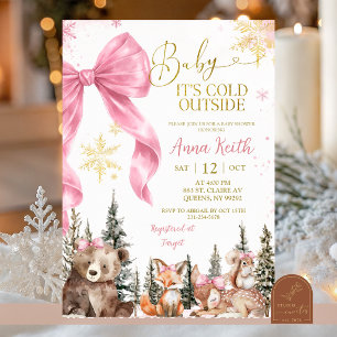 Invitation Arche de bois d'hiver rose Baby Shower