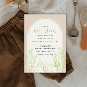 Invitation Arche de cactus bohème minimaliste neutre pour Bab
