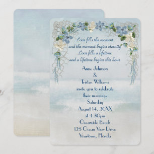 Invitation Arche de fleurs de mariage sur aquarelle d'océan