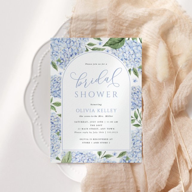 Invitation Arche de fleurs d'hortensia bleu pour Baby Shower (Créateur téléchargé)