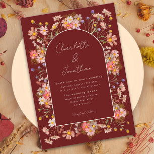 Invitation Arche de fleurs sauvages en terre cuite Mariage d'