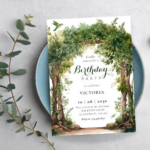 Invitation Arche de jardin vert feuille anniversaire