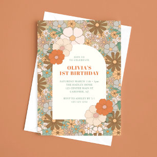 Invitation Arche de Marguerite Vintage pour 1er Anniversaire