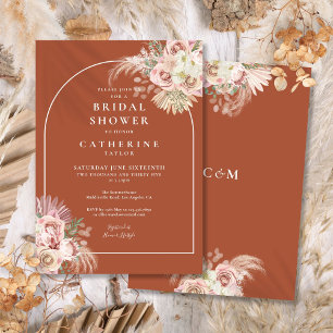 Invitation Arche de mariage bohème en herbe de pampas terraco