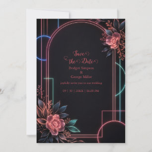 Invitation Arche de mariage florale néon romantique lumineuse