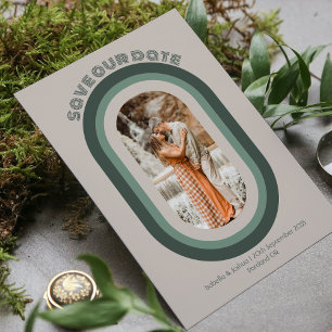 Invitation Arche de mariage rétro vert sauge Photo Sauvegarde