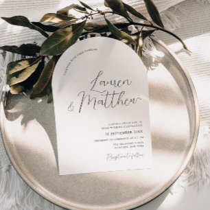 Invitation Arche de script moderne Mariage noir et blanc