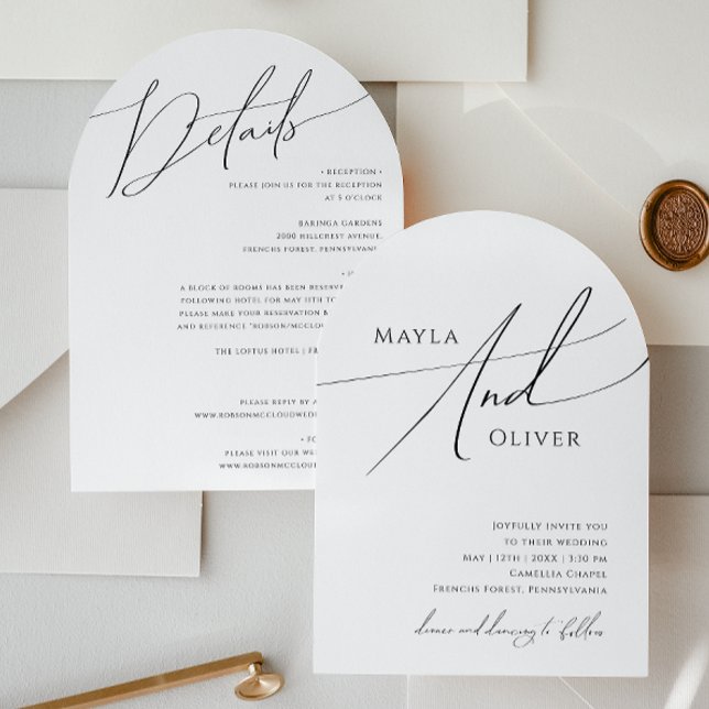 Invitation Arche De Script Whimsical Tout En Un Mariage (Créateur téléchargé)