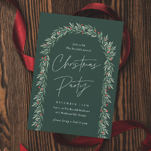 Invitation Arche de verdure écriture moderne fête de Noël