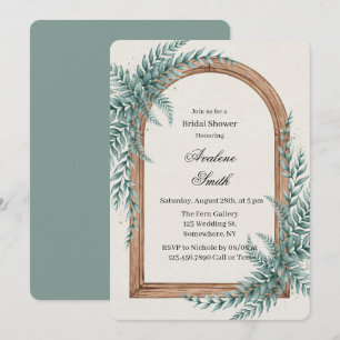 Invitation Arche en bois avec feuillage de fougère pour une b