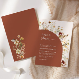 Invitation Arche en terre cuite de fleurs sauvages pour la do
