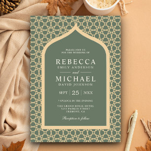 Invitation Arche en treillis vert sauge Bohème rustique de ma