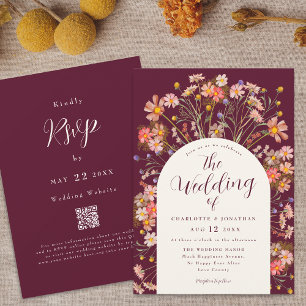 Invitation Arche Florale Bohème Automnale Mariage Bourgogne