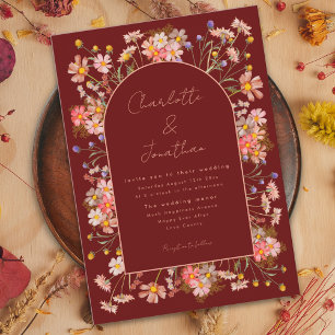 Invitation Arche Florale Bohème en Terre Cuite pour un Mariag
