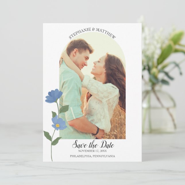 Invitation Arche florale en forme d'arc Enregistrer la date (Debout devant)