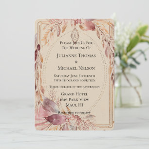 Invitation Arche Mariage Boho Crème Rose