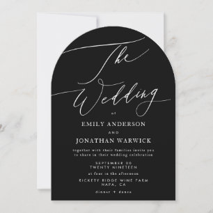 Invitation Arche Mariage minimaliste blanche et noire
