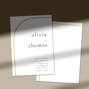 Invitation Arche minimaliste d'or moderne Mariage noir blanc