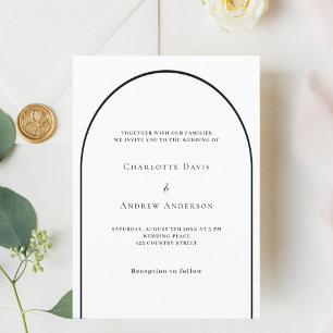 Invitation Arche noire blanche mariage moderne