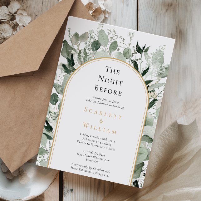 Invitation Arche Or Eucalyptus Mariage La Nuit Avant (Créateur téléchargé)