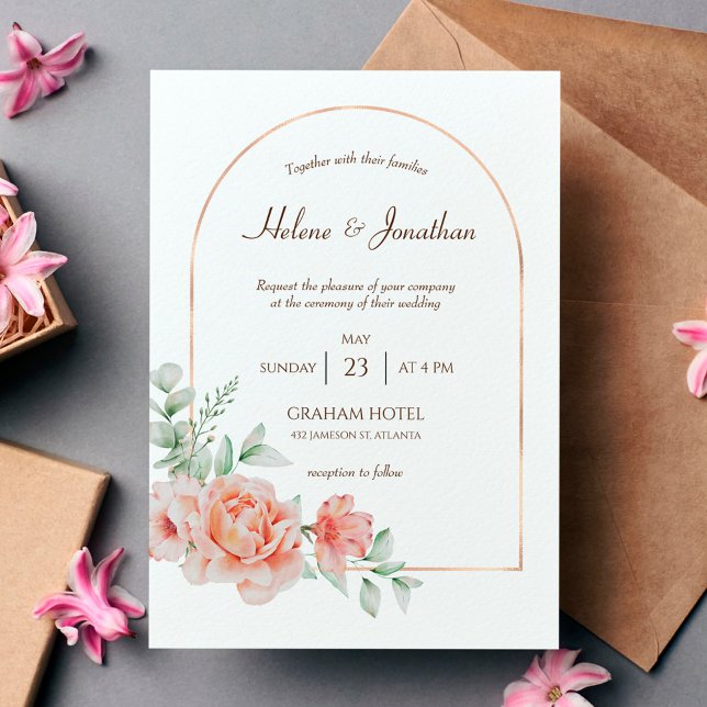 Invitation Arche or Floral Aquarelle Pastel Boho Mariage (Créateur téléchargé)