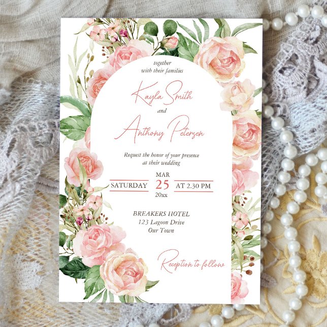 Invitation Arche rose rose rousse rose rose floral invite (Créateur téléchargé)