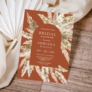 Invitation Arche rustique boho Pampas en terre cuite pour une