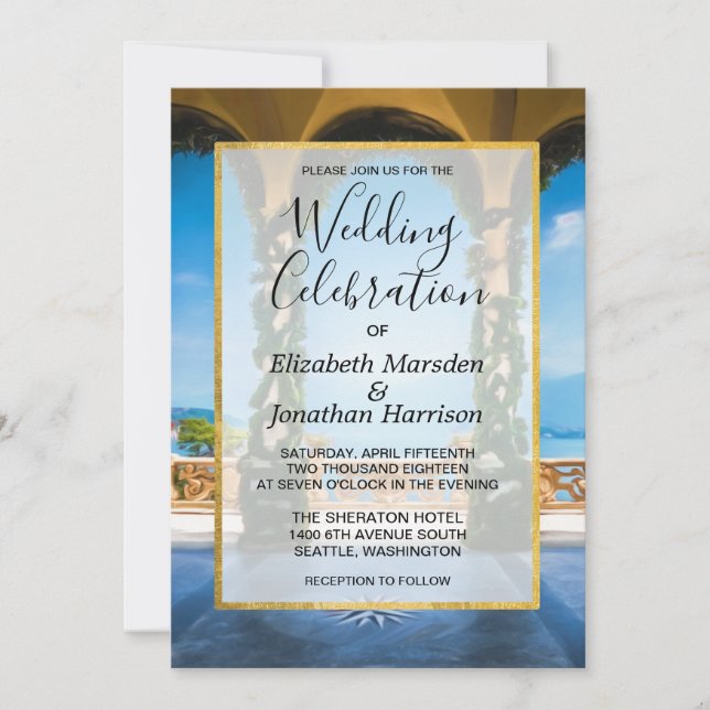 Invitation Arches de mariage de destination en Italie élégant (Devant)