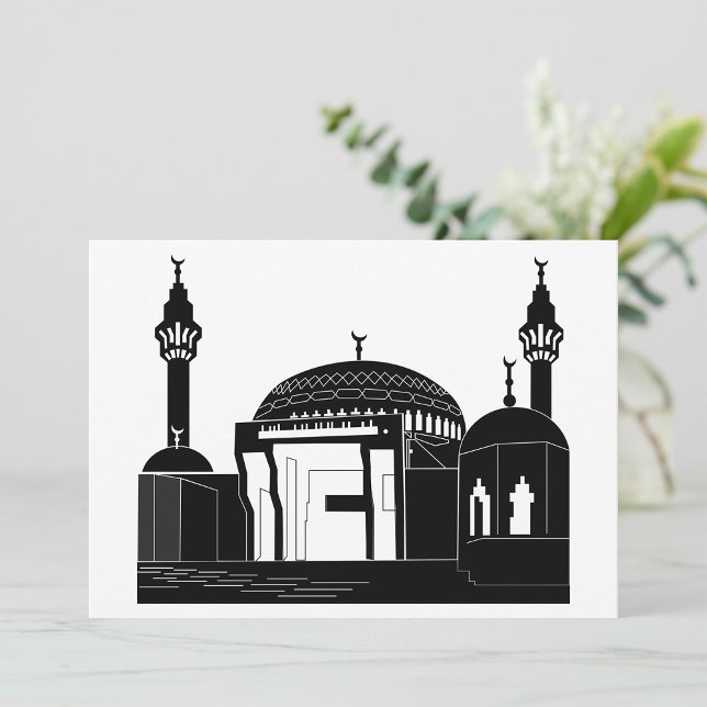 Invitation Architecture de mosquée minimaliste en ligne art (Créateur téléchargé)