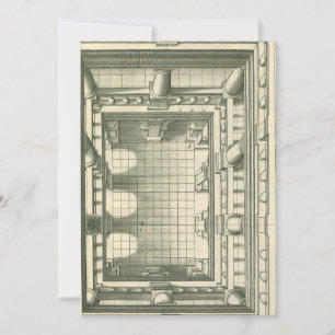 Invitation Architecture vintage, Atrium Courtyard Perspective