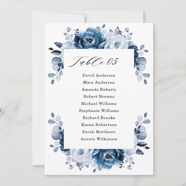 Invitation Ardoise bleu Dusty Marine Platine (Devant)