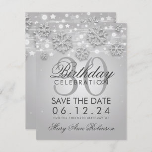 Invitation Argent 30e anniversaire Save Date Winter