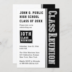 Invitation ARGENT   Black Modern Class Reunion Party