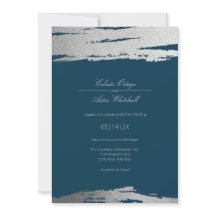Argent & Bleu Moderne Abstrait Élégant Faux Foil