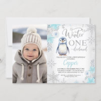 Argent Bleu Pingouin Hiver Onederland Anniversaire